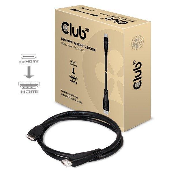 Club 3D Kábel - CAC-1350 (Mini HDMI 2.0, M/M, 4K 60Hz, HDR, 1m, Bi-Directional)