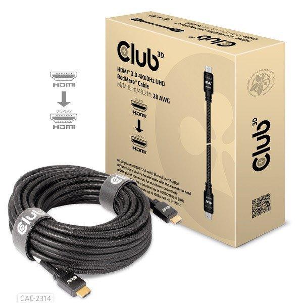 Club 3D Kábel - CAC-2314 (HDMI 2.0 4K60Hz RedMere, M/M, 15m, 18Gbps, UHD,
AWG28)