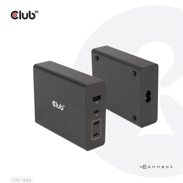 Club 3D Hálózati Töltő - CAC-1906 (132W GaN, 2x USB-A, 2x USB-C, PD3.0, 4
csatlakozó)