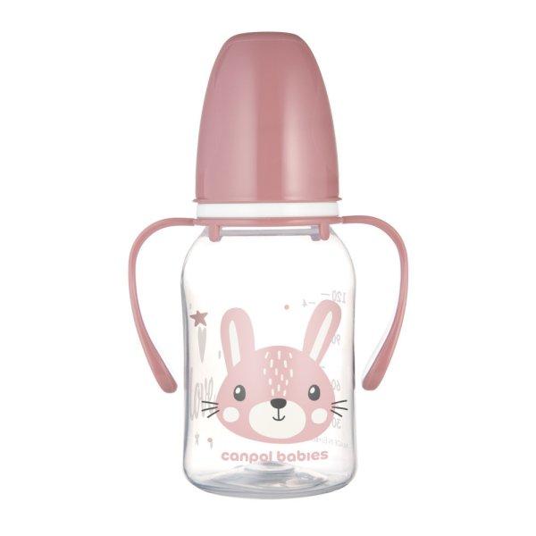 Canpol babies Keskeny nyakú cumisüveg fogantyúval, CUTE ANIMALS, 120 ml,
nyuszi