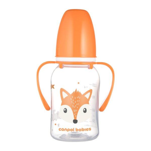 Canpol babies Keskeny nyakú cumisüveg fogantyúval, CUTE ANIMALS, 120 ml,
róka
