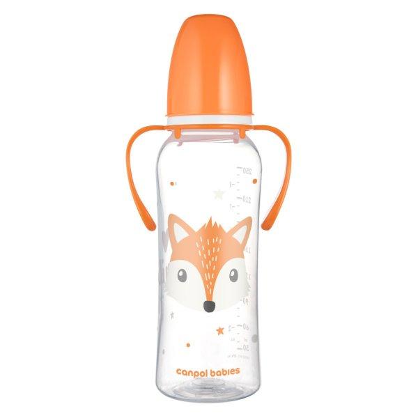 Canpol babies Keskeny nyakú cumisüveg fogantyúval, CUTE ANIMALS, 250 ml,
róka