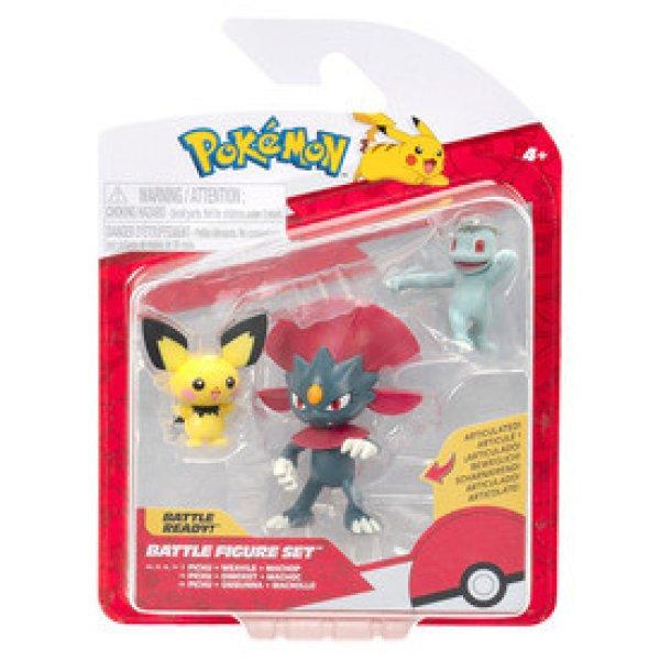 Pokémon 3 db-os figura - Pichu, Machop, Weavile