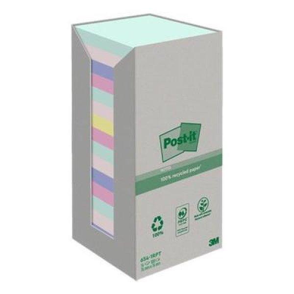 Öntapadó jegyzettömb, 76x76 mm, 16x100 lap, környezetbarát, 3M POSTIT
"Nature", vegyes pasztell színek