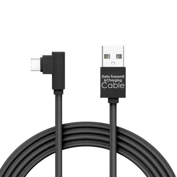 DELIGHT ADATKÁBEL USB-USB-C FEKETE 2A 2M 90° GAMER