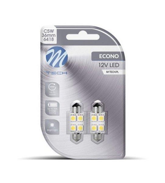 M-Tech, LB072W Szofita Led Izzó, Fehér 36mm, 12V C5W