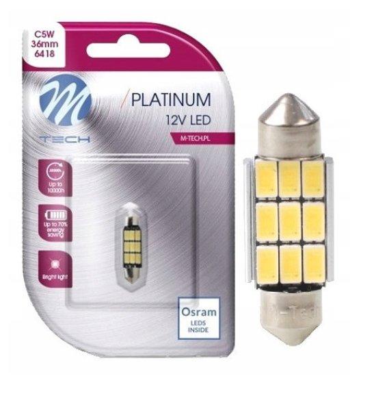 M-Tech, LB815W01B Szofita Izzó, Fehér 36mm, 12V C5W