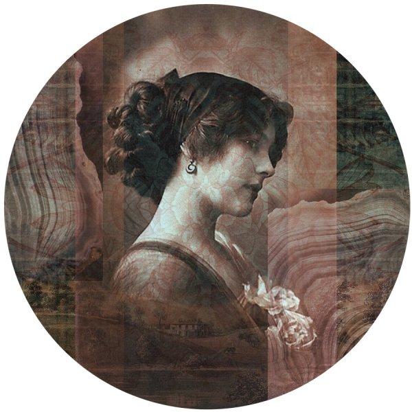Öntapadós kör alakú poszter tapéta, női arc, kollázs 120x120 cm 