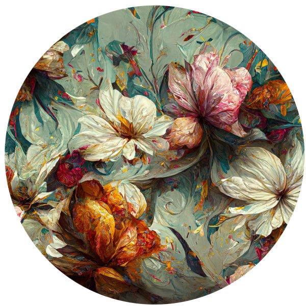 Öntapadós kör alakú poszter tapéta, színes virágok, modern faldekor 
120x120 cm 