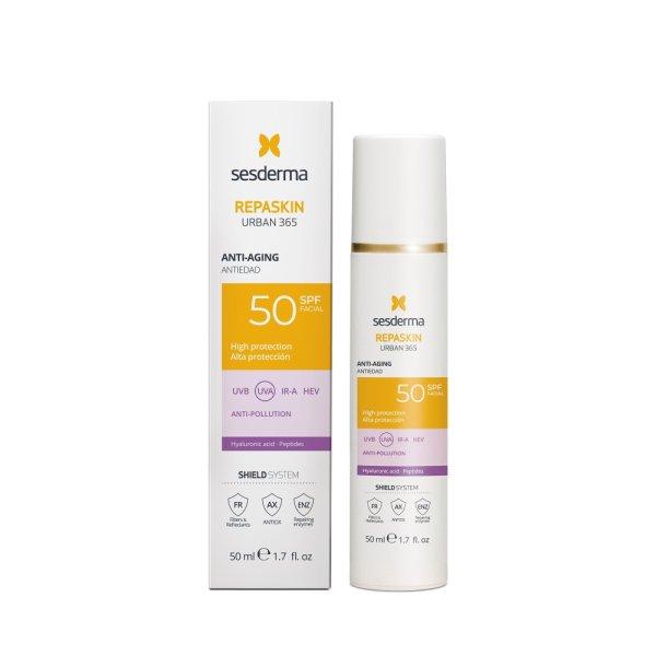 Sesderma Öregedésgátló hatású
fényvédő az arcra SPF 50 Repaskin Urban 365 (Anti-Age Facial
Sunscreen) 50 ml