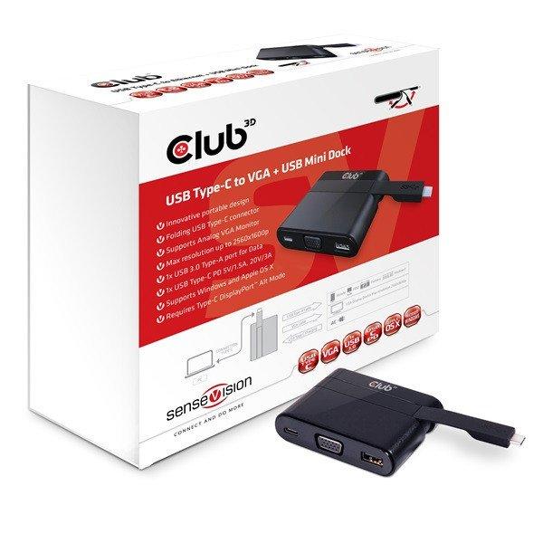 Club 3D Notebook Dokkoló - CSV-1532 (60W, 3.0 USB-C to D-Sub, VGA, 3.0 USB-A,
(for Data) 3.0 USB-C)