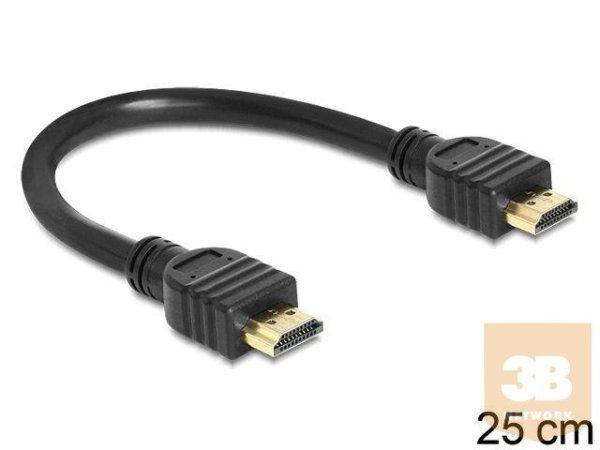 Delock HDMI kábel, HDMI V1.4 High Speed Ethernet, M/M, 0.25m