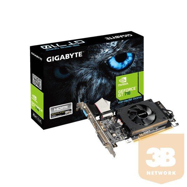 Gigabyte PCI-E Nvidia GT710 (2048MB DDR3, 64bit, 954/1600MHz, Dsub, DVI, HDMI,
Single Slot Ventilátor)