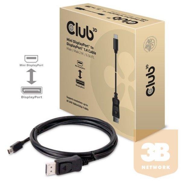 KAB Club3D MiniDisplayPort to DisplayPort 1.4 HBR3 8K60Hz kábel M/M - 2m
bidirectional