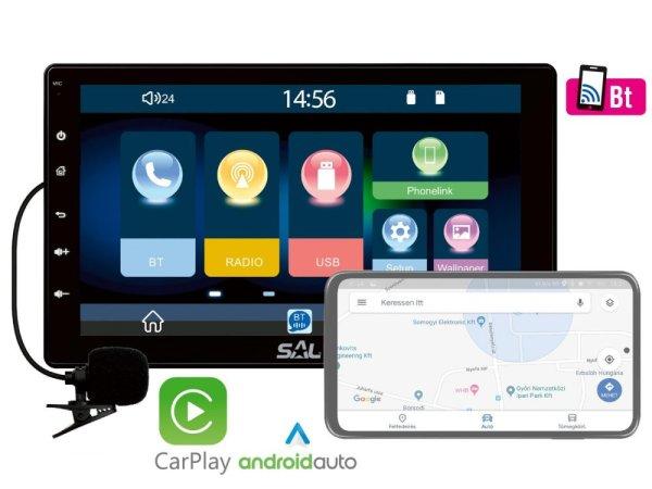 SAL VB X1000 autórádió és multimédiás lejátszó, 4 x 45 W, 2 + 1 RCA,
CarPlay, Android Auto, USB Mirror Link