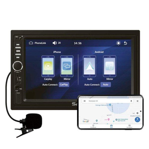 SAL VBX910 autórádió és multimédiás lejátszó, CPAA multimédia, iOS
CarPlay és Android Auto, tükrözés, 18cm-es érintő-kijelző, 2xDIN,
Bluetooth