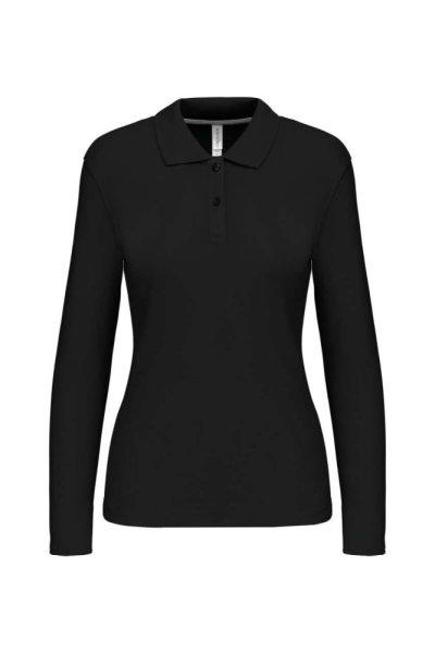 Női hosszú ujjú galléros piké póló, Kariban KA244, Black-2XL