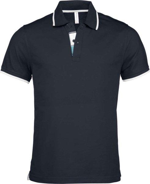 Férfi galléros piké póló, kontrasztcsíkos szélekkel, Kariban KA245,
Navy/White/Light Turquoise-S