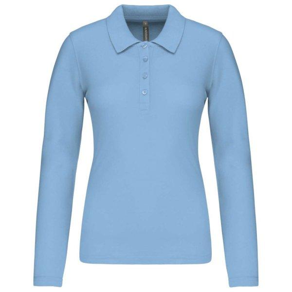 Női galléros hosszú ujjú piké póló, Kariban KA257, Sky Blue-M