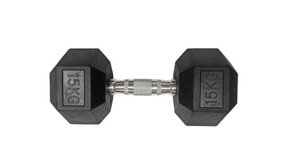 Kézisúlyzó 15 kg hatszögletű gumis S-SPORT 