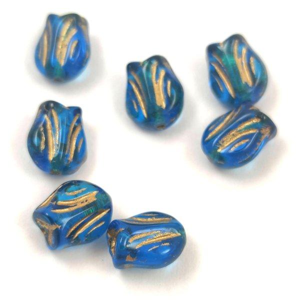 Cseh üveg gyöngy - hosszában fúrt tulipán alakú - Capri Gold Luster -
9x7mm