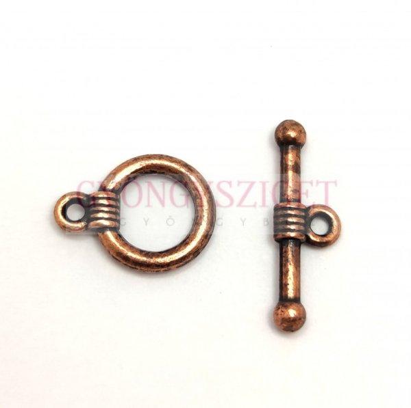 T-kapocs - vörösréz színű antikolt - 15x11mm