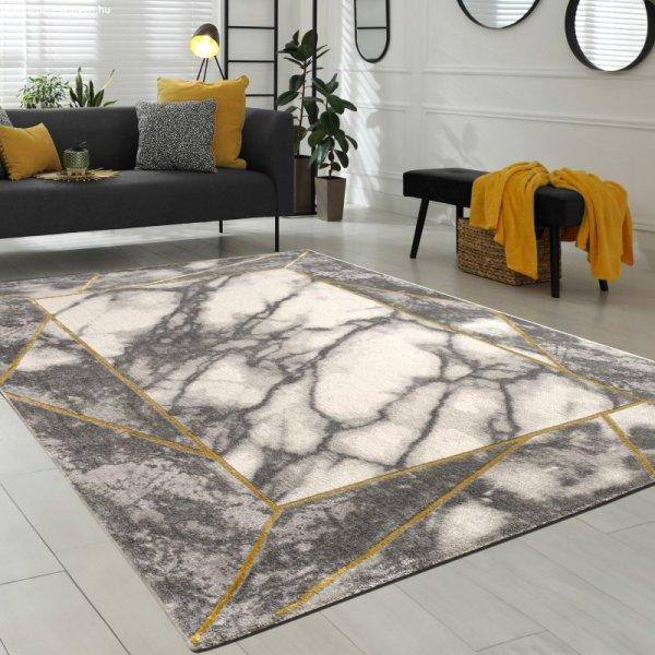 Bordűrös absztrakt márvány mintás designer szőnyeg szürke-arany 160x230
cm