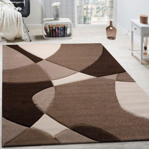 3D hatású design modern szőnyeg nappaliba absztrakt - barna 80x300 cm