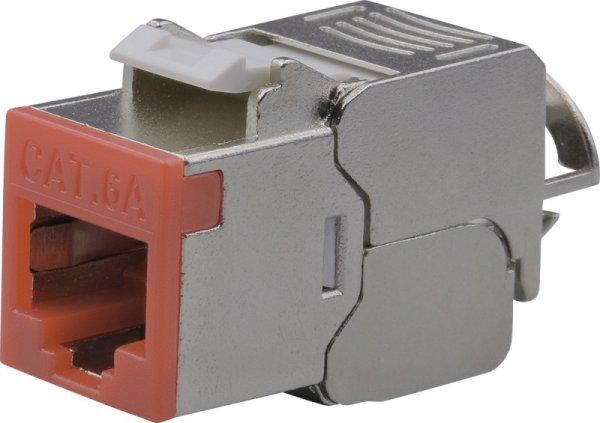Nestron NPN-KEY-1C6SF-180WT-RD Keystone STP csatlakozó, Cat6A, 180°, szerszám
nélkül szerelhető, piros