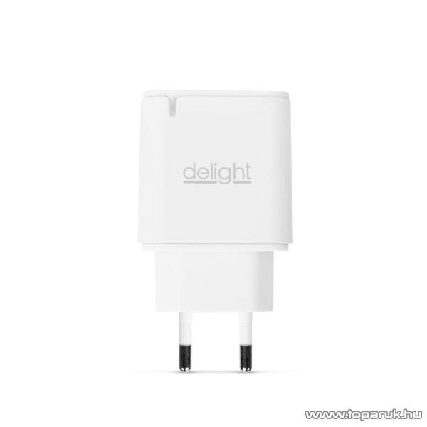 delight USB Hálózati adapter, töltő, 1 db USB aljzattal, fehér (55045-1WH)