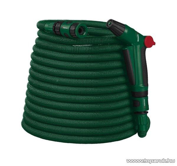 ParkSide GS-15454 Flexibilis kerti locsolótömlő (locsoló cső) szövet
külsővel, locsolófejjel és tárolótasakkal, zöld (10 m-ről 30 m-re
nyújtható)