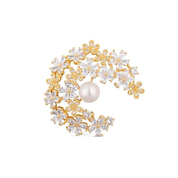 JwL Luxury Pearls Csillogó aranyozott bross 2 az 1-ben igazi
gyöngyökkel és kristályokkal JL0730