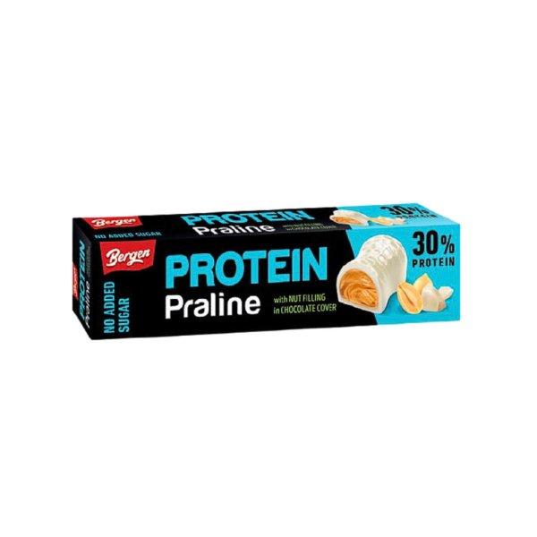 Bergen proteines, fehércsokoládés praliné földimogyoróval töltve
hozzáadott cukor nélkül, édesítőszerrel 50 g