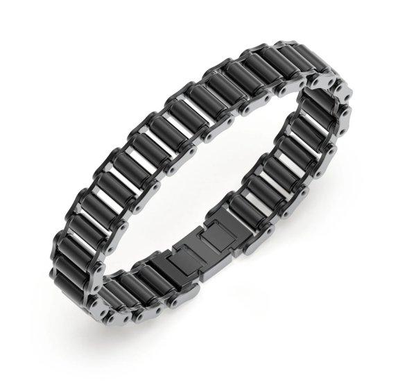 Guess Fekete acél karkötő férfiaknak Race JUMB04411JWGMT/U