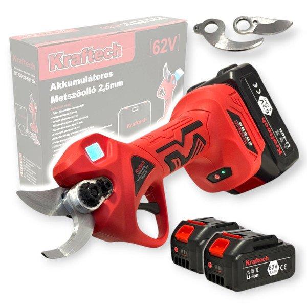 Kraftech Akkumulátoros Metszőolló 2db Akkumulátorral 62V KT-BSCS-6812ix