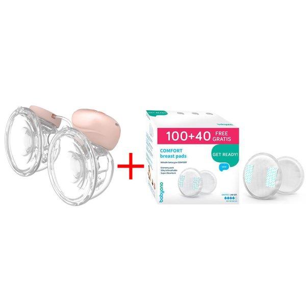 BabyOno Mellszívó Twinny elektromos, viselhető, dupla, 100 plusz 40 db
melltartóbetéttel, 1002 - 296/140