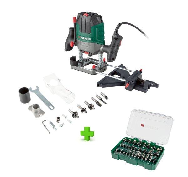 ParkSide POF 1200 D3 / E4 XXL elektromos 1200W felsőmaró, felsőmarógép 36
részes maróbit készlettel