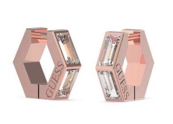 Guess Divatos bronz fülbevaló átlátszó
cirkóniumokkal Huggie Me JUBE03133JWRGT/U