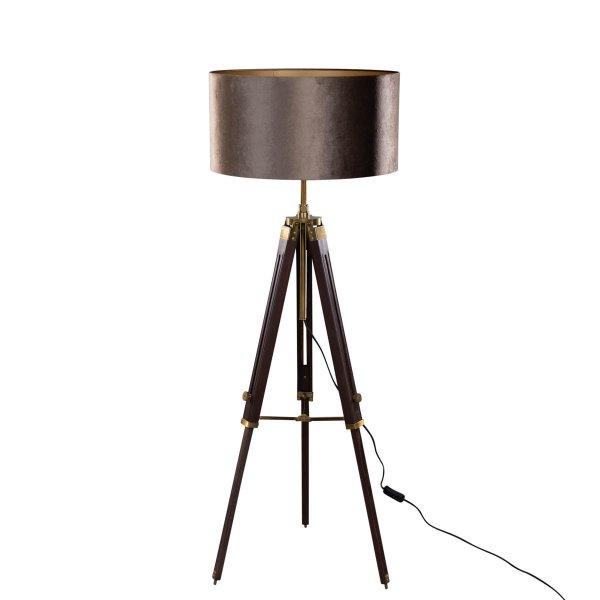 Laktós réz háromlábú állólámpa barna bársony lámpabúrával 50 cm -
Cortin