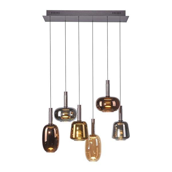 Fekete függőlámpa többszínű üveggel, LED-del, 6 izzós, Easylift
rendszerrel - Irides