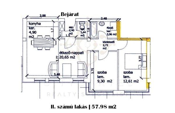 Eladó 58m2-es Téglalakás, Baja