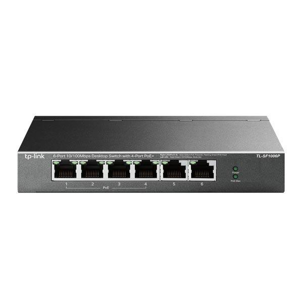 TP-Link TL-SF1006P, 6-Port 10/100 Mbps Desktop Switch with 4-Port PoE, 4x 10/100
Mbps PoE Ports, 2x 10/100 Mbps Non-Po