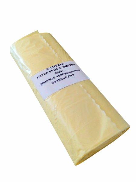 Szemeteszsák, 55x55/13, 30 liter, sárga, 20db/tekercs