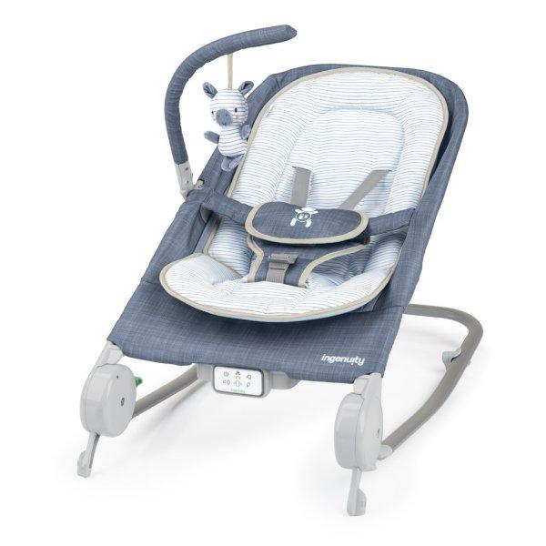 INGENUITY Rezgő masszázs pihenőszék dallamokkal Happy Belly™
Rock-to-Bounce – Chambray 0hó+ 9kg-ig