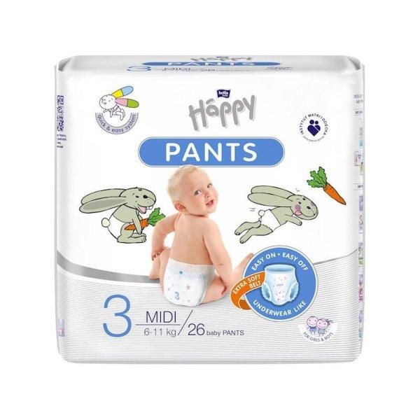 BELLA HAPPY Pants Pelenkanadrág egyszer használatos 3 Midi (6-11 kg) 26 db