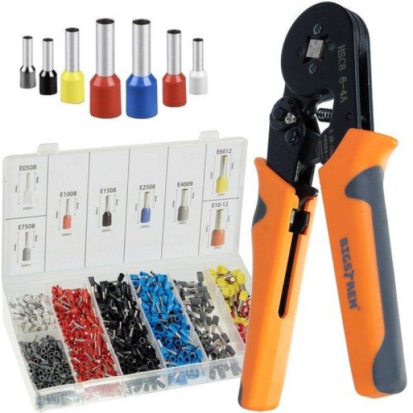 Krimpelő készlet 0.25-10mm-ig 1200 kábelsaruval és tárolódobozzal