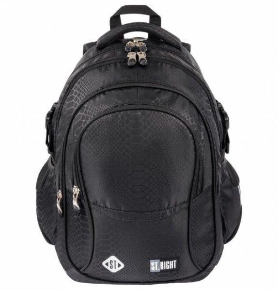 Iskolatáska kigyóbőr mintával 23l 43x21x32cm - fekete