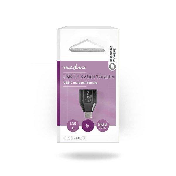 Nedis USB-C - USB-A adapter CCGB60915BK, USB-C dugó - USB-A aljzat, 5 Gbps
