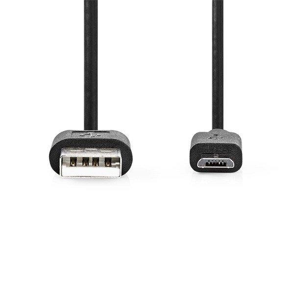 Nedis USB kábel CCGL60501BK10, USB 2.0 USB-A dugó USB Micro-B dugó 7,5 W 480
Mbps Nik. 1,00 m Kerek PVC Fekete