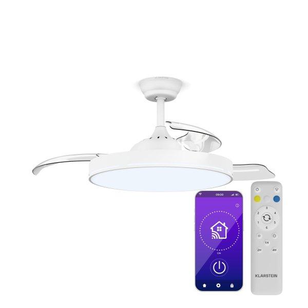 Klarstein AirFold, Okos mennyezeti ventilátor, Behúzható szárnyak,
Dimmelhető LED világítás, Okos